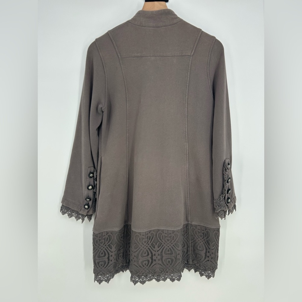 Soft Surroundings Chelsea Lace Embellished Gray Long Jacket - Size Small Petite - Picture 3 of 10